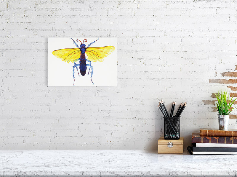 Bug Violetta Giclée print A4 size by Maria Pelton showing insect character with personality inspired by wonder