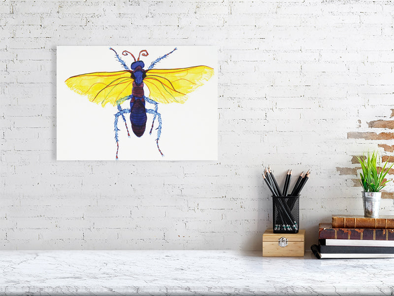 Bug Violetta Giclée print A3 size by Maria Pelton showing insect character with personality inspired by wonder