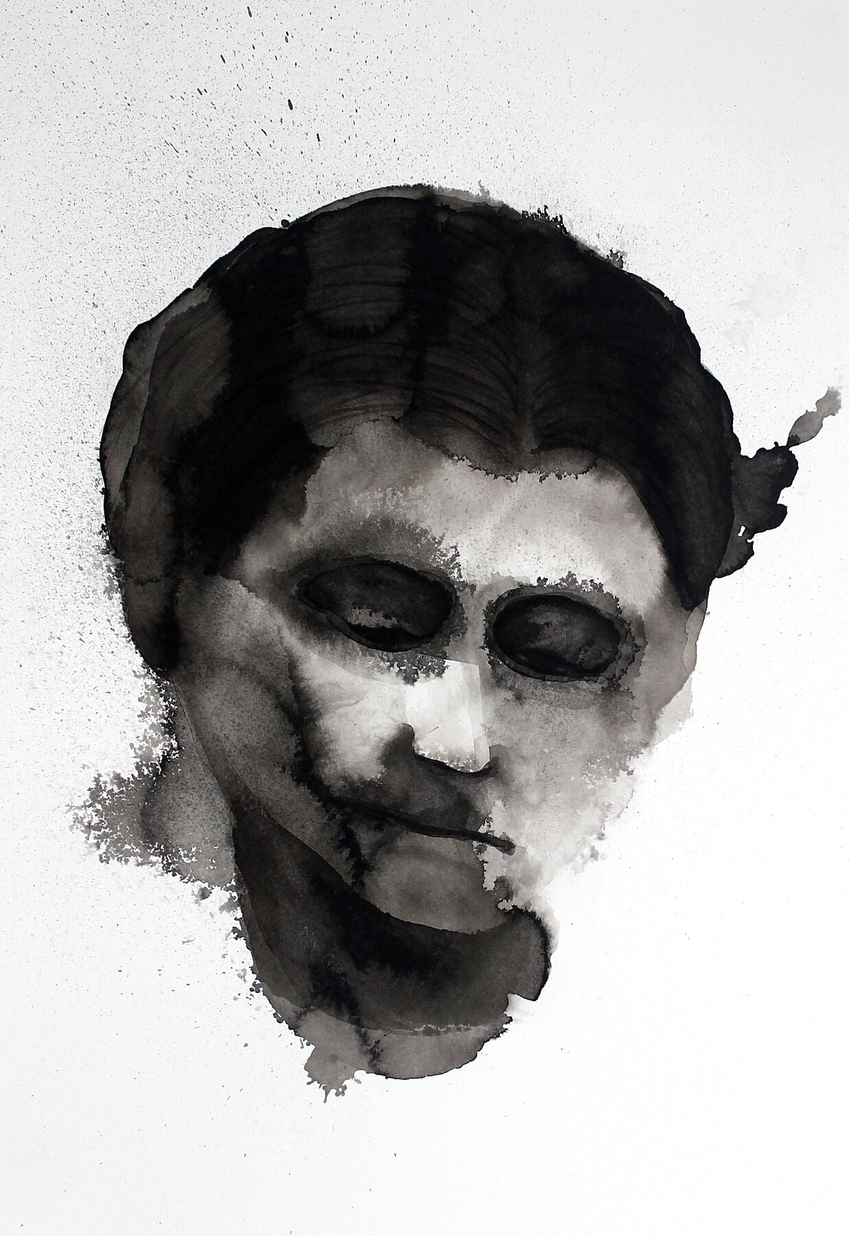 Emily Theodosia Victorian portrait  ink drawing by Maria Pelton showing expressive face inspired by Victorian photography