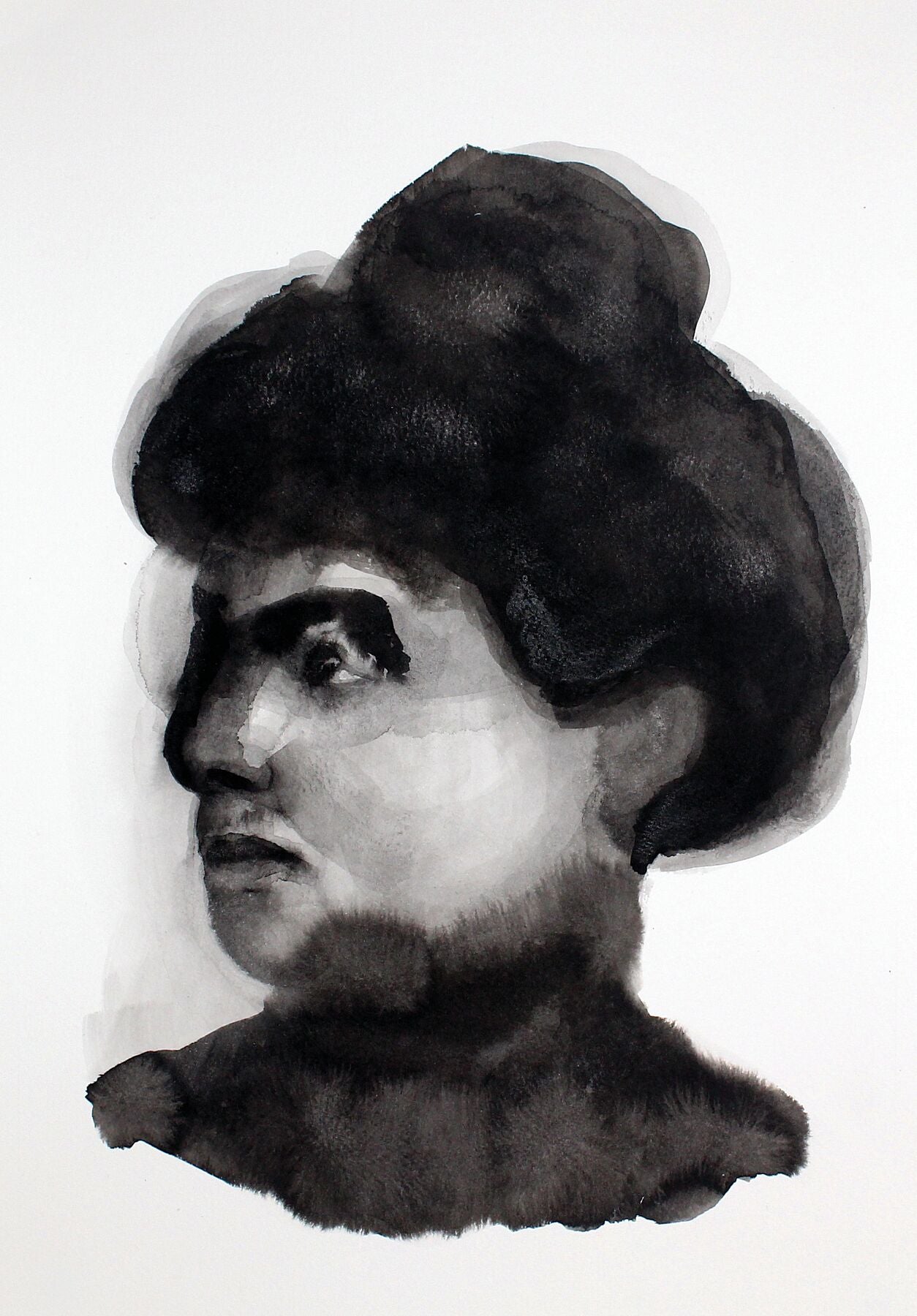 Josephine Clothilde, Victorian portrait  ink drawing by Maria Pelton showing expressive face inspired by Victorian photography