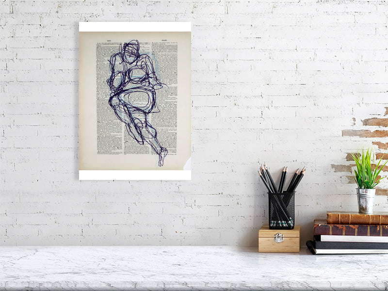 Gag & Gage Giclée print A4 size by Maria Pelton figurative drawing exploring language, text and visual communication inspired by the dictionary page. 