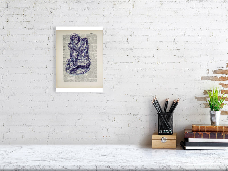 Glossful Glory Giclée print A4 size by Maria Pelton figurative drawing exploring language, text and visual communication inspired by the dictionary page. 