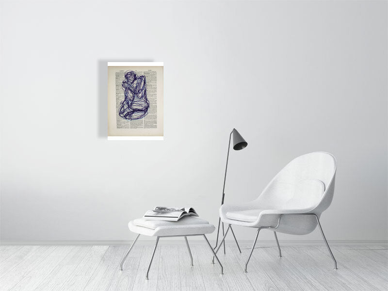 Glossful Glory Giclée print A2 size by Maria Pelton figurative drawing exploring language, text and visual communication inspired by the dictionary page. 