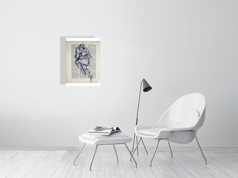 Gag & Gage Giclée print A2 size by Maria Pelton figurative drawing exploring language, text and visual communication inspired by the dictionary page. 