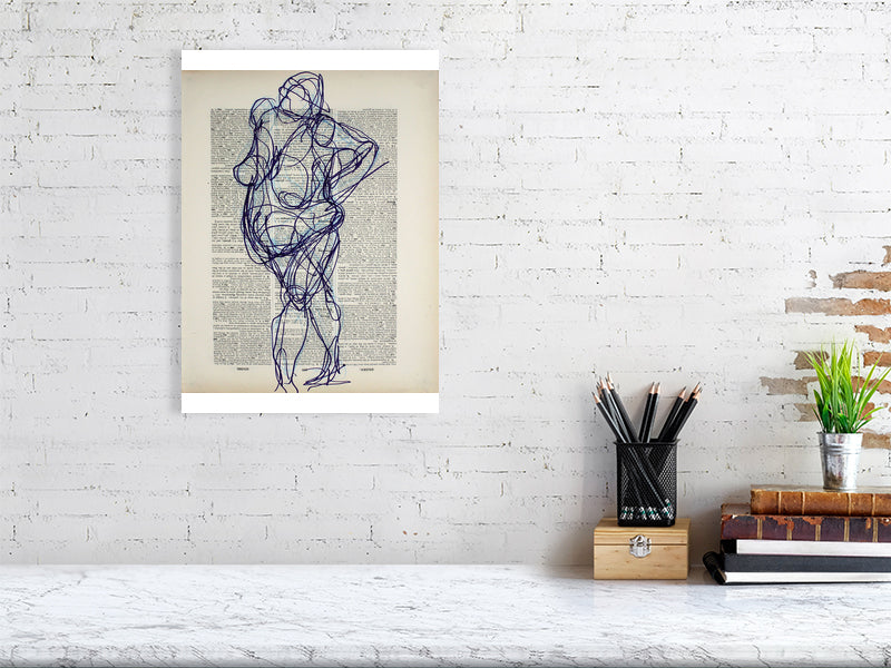 Glory & Gloss Giclée print A3 size by Maria Pelton figurative drawing exploring language, text and visual communication inspired by the dictionary page