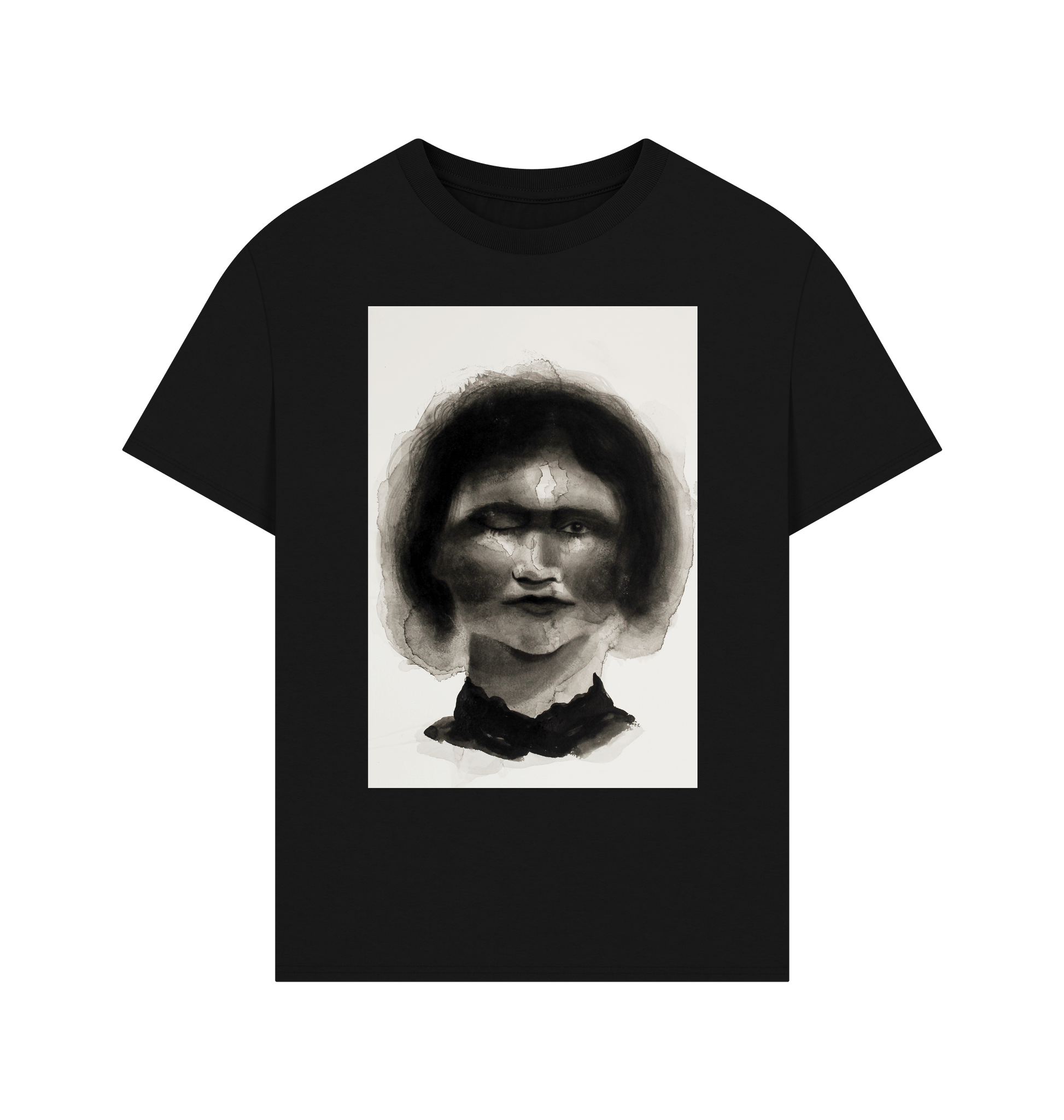 Black Printed T-shirt Front