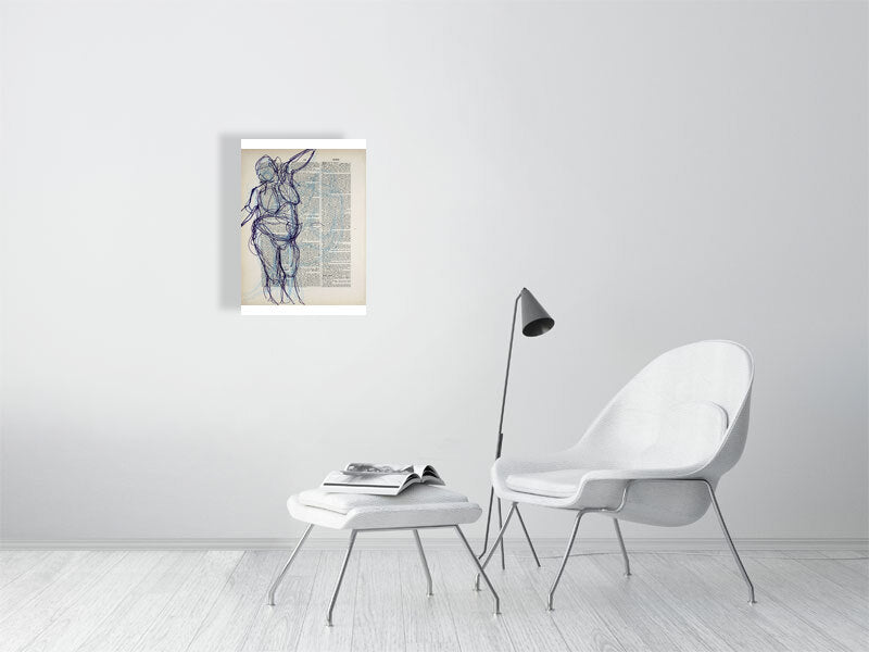 Glee Gleed Giclée print A2 size by Maria Pelton figurative drawing exploring language, text and visual communication inspired by the dictionary page