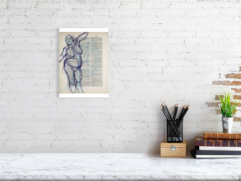 Glee Gleed Giclée print A4 size by Maria Pelton figurative drawing exploring language, text and visual communication inspired by the dictionary page. 