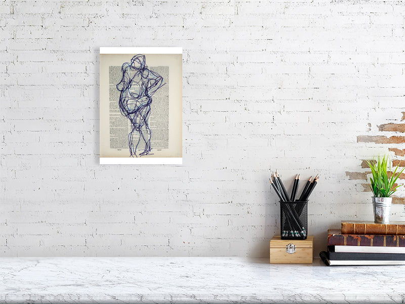 Glory & Gloss Giclée print A4 size by Maria Pelton figurative drawing exploring language, text and visual communication inspired by the dictionary page. 
