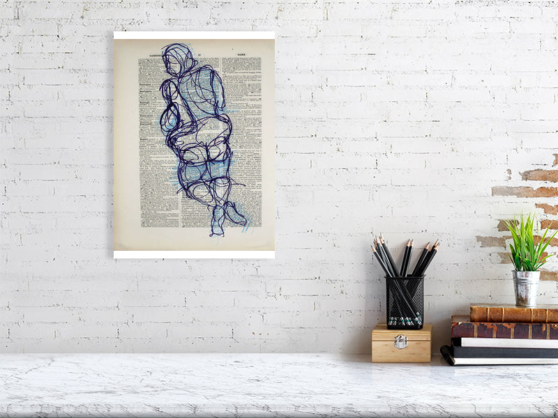 Game of Gambogian Giclée print A3 size by Maria Pelton figurative drawing exploring language, text and visual communication inspired by the dictionary page. 