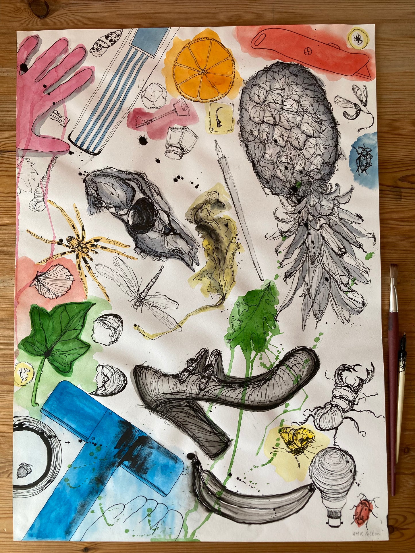 Combination present | Ink & watercolour on paper