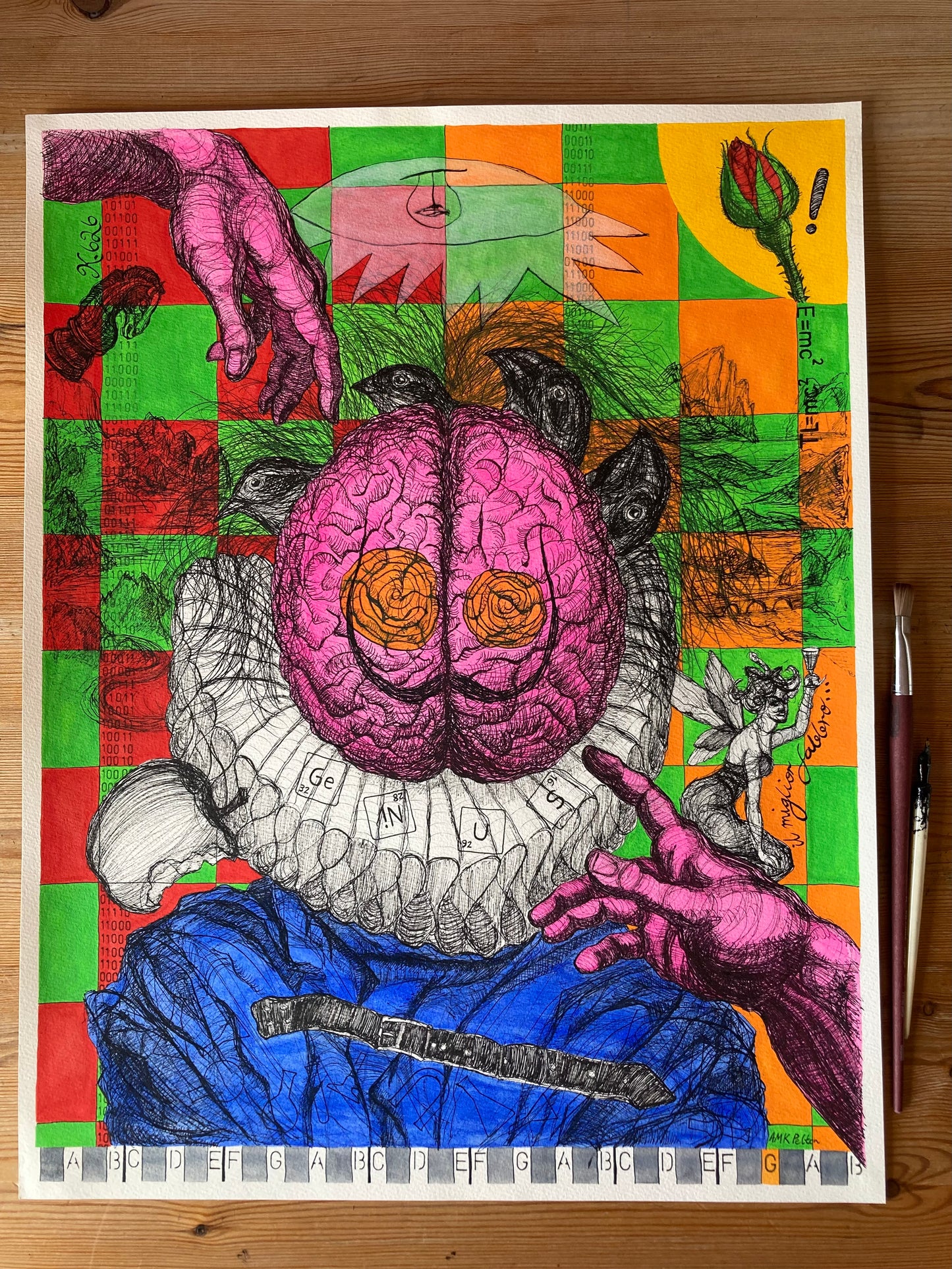 A Portrait of a Genius | Ink & watercolour on paper