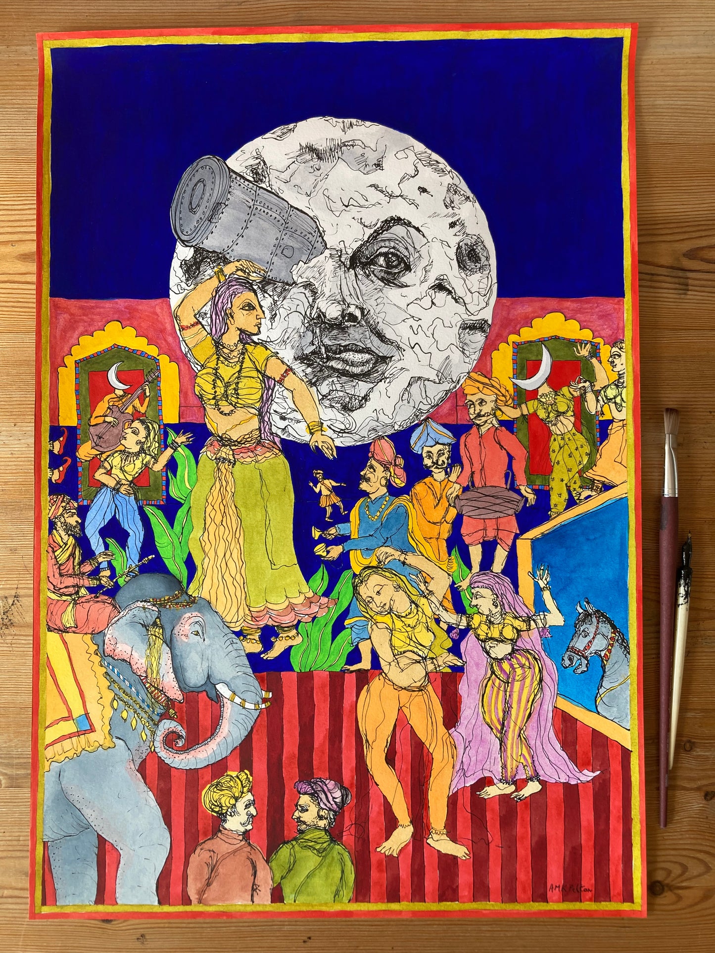 Celebration of the Moon | Ink & watercolour on paper
