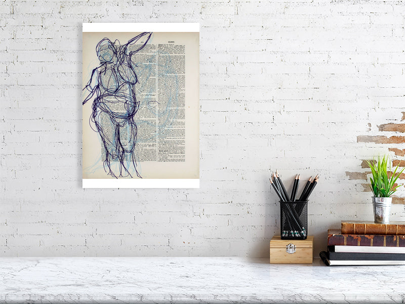 Glee Gleed Giclée print A3 size by Maria Pelton figurative drawing exploring language, text and visual communication inspired by the dictionary page