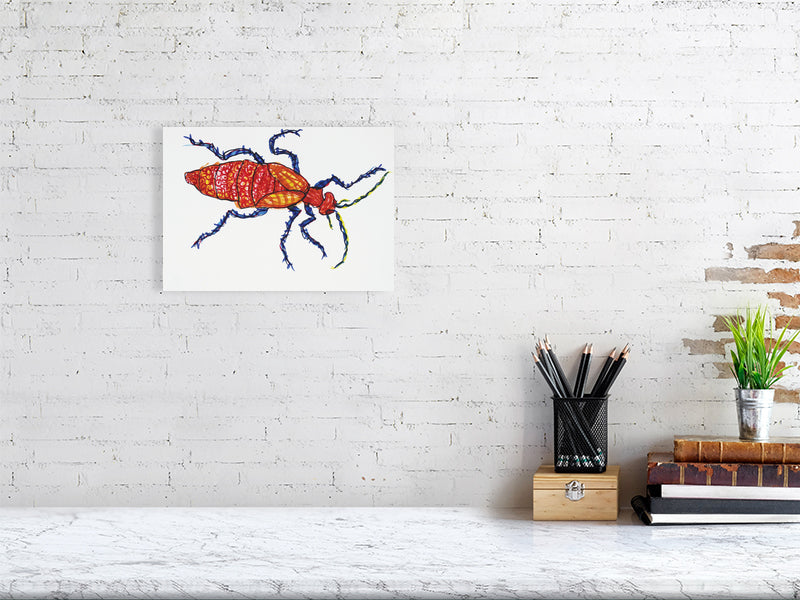 Bug Estonia Coco Giclée print A4 size by Maria Pelton showing insect character with personality inspired by wonder