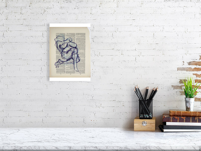 Go On Giclée print A4 size by Maria Pelton figurative drawing exploring language, text and visual communication inspired by the dictionary page. 

