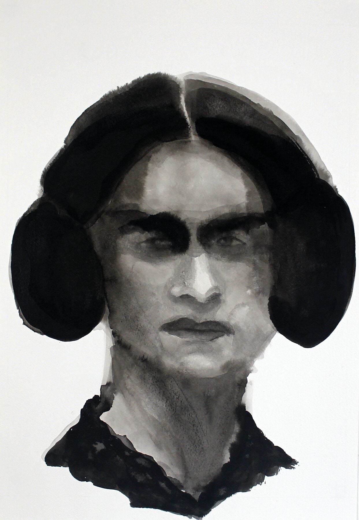 Margaret Lavinia  Victorian portrait  ink drawing by Maria Pelton showing expressive face inspired by Victorian photography