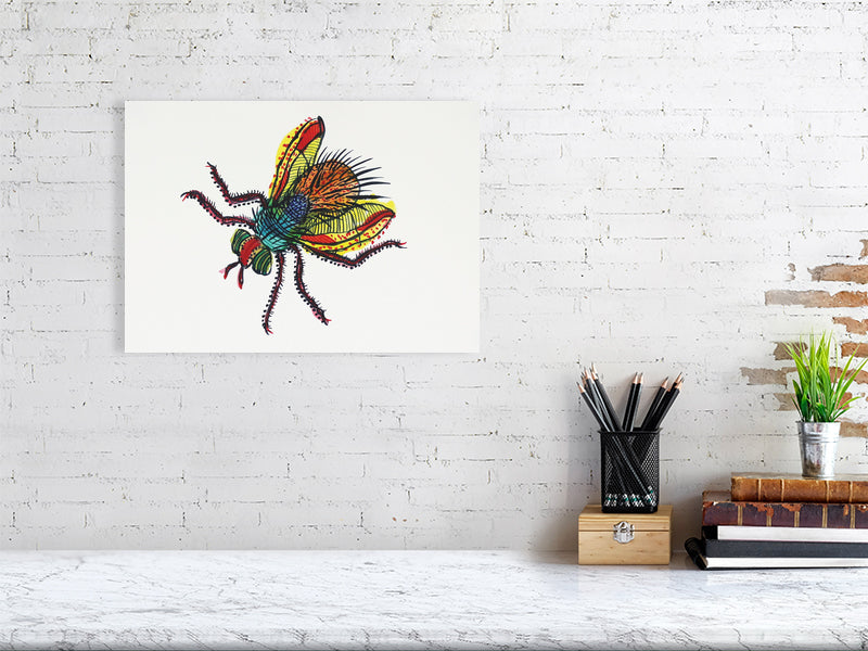 Bug Monaveen Giclée print A3 size by Maria Pelton showing insect character with personality inspired by wonder