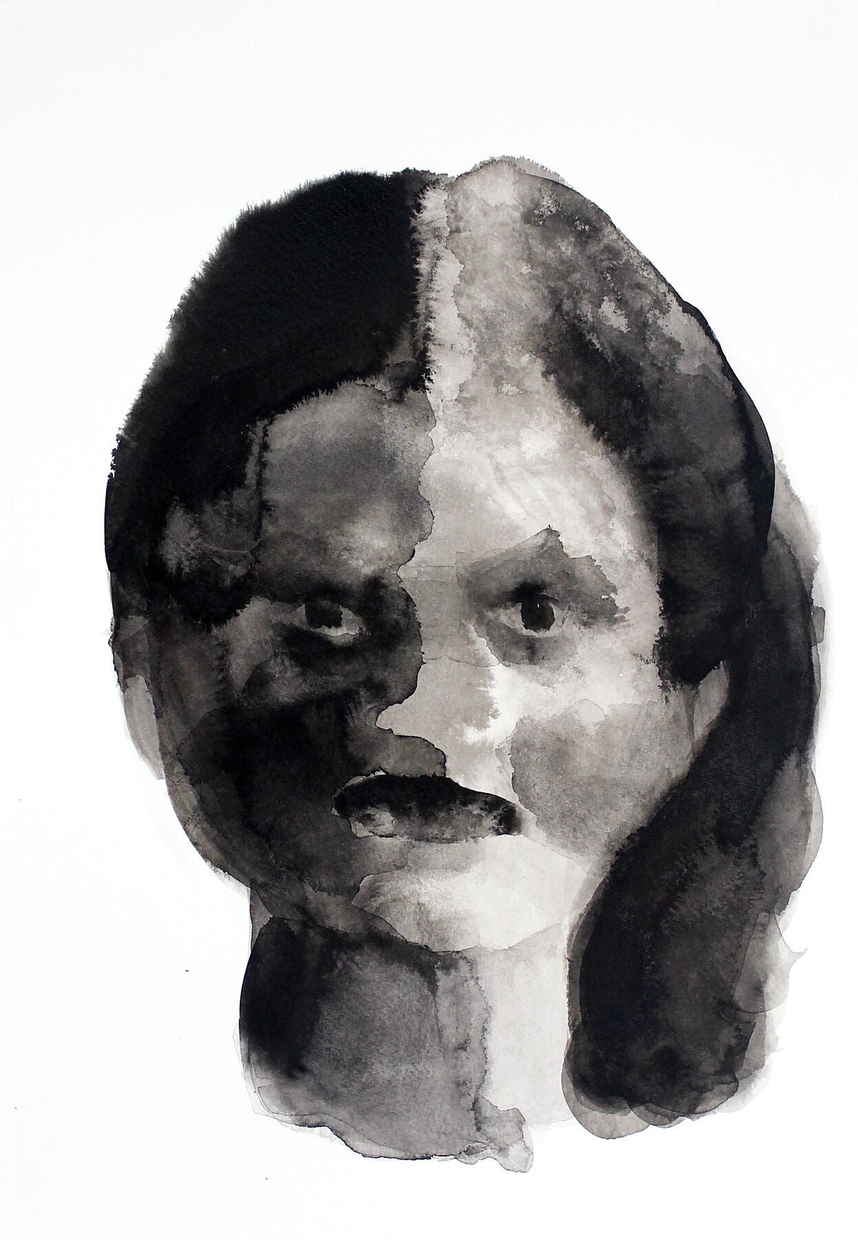Genevieve Isabella Victorian portrait  ink drawing by Maria Pelton showing expressive face inspired by Victorian photography