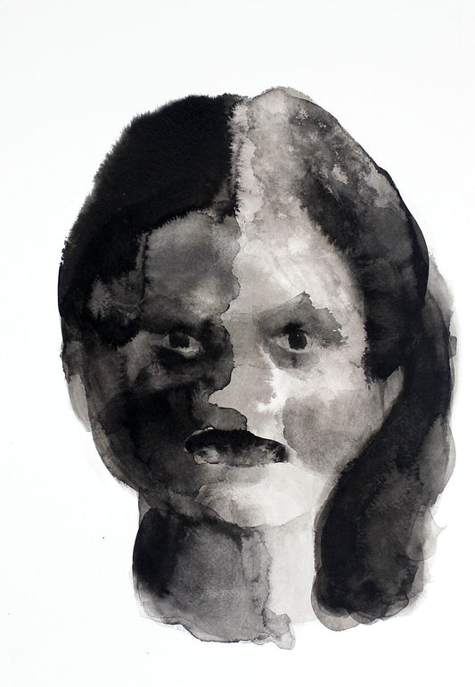 Genevieve Isabella Victorian portrait  ink drawing by Maria Pelton showing expressive face inspired by Victorian photography