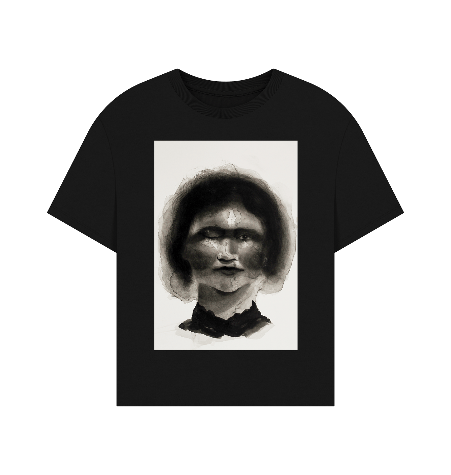 Black Printed T-shirt Front