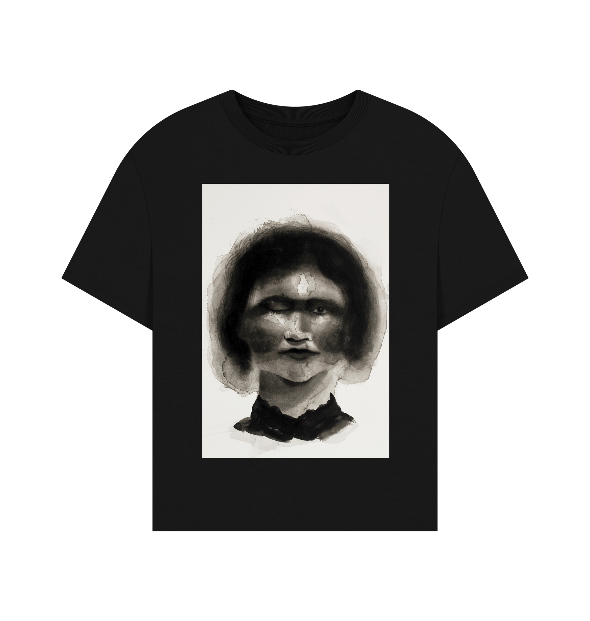 Black Printed T-shirt Front