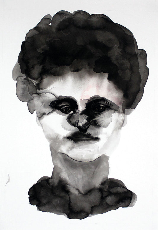 Harriet Esther, Victorian portrait  ink drawing by Maria Pelton showing expressive face inspired by Victorian photography