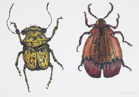 Taste 3 ink and watercolour painting by Maria Pelton showing insect as future food inspired by environmental pressures