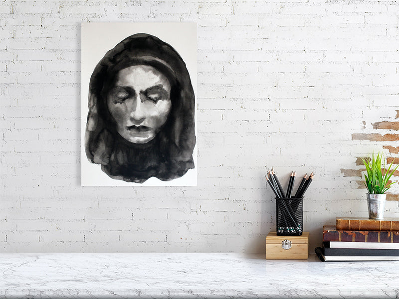 Victoria Victorian portrait Giclée print A3 size by Maria Pelton showing expressive face inspired by Victorian photography
